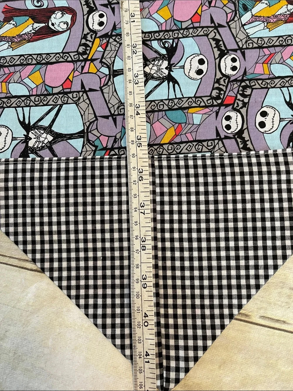 NWT Table Runner Halloween Decor Jack&Sally & Black & White Checkered Two Sided